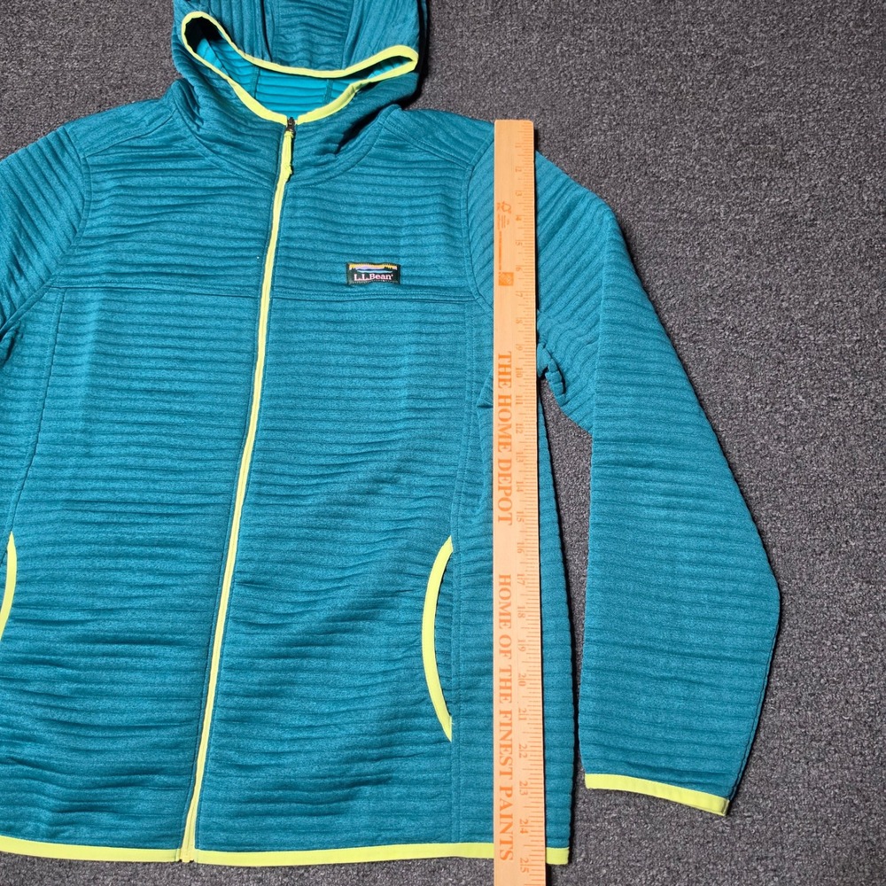LL Bean Airlight Hoodie Teal Blue Womens Large Regular Ribbed Full Zip 507507 - Picture 3 of 6
